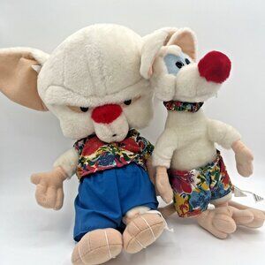 1997 Animaniacs Pinky & The Brain Plush Set – Vintage‎ Hawaiian Outfit Duo large